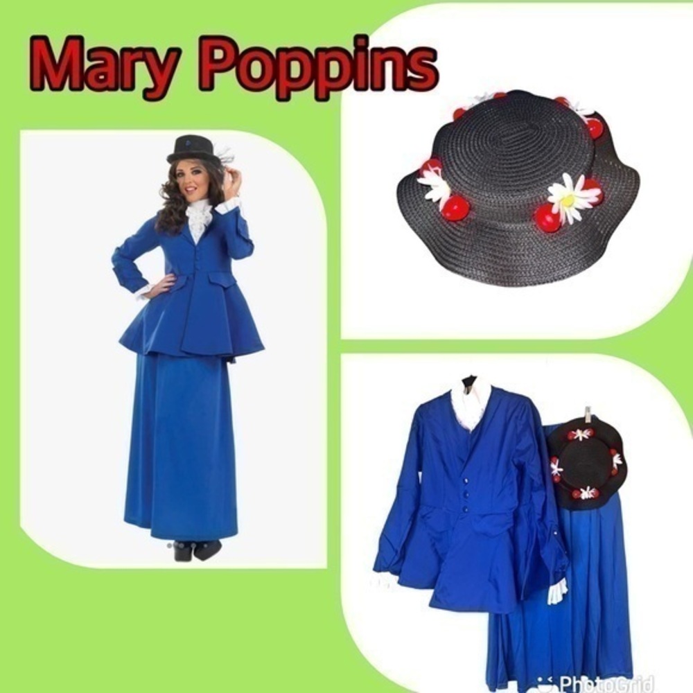 ▶️ FUN SHACK ◀️ Mary Poppins Costume with upgraded hat. Size Large